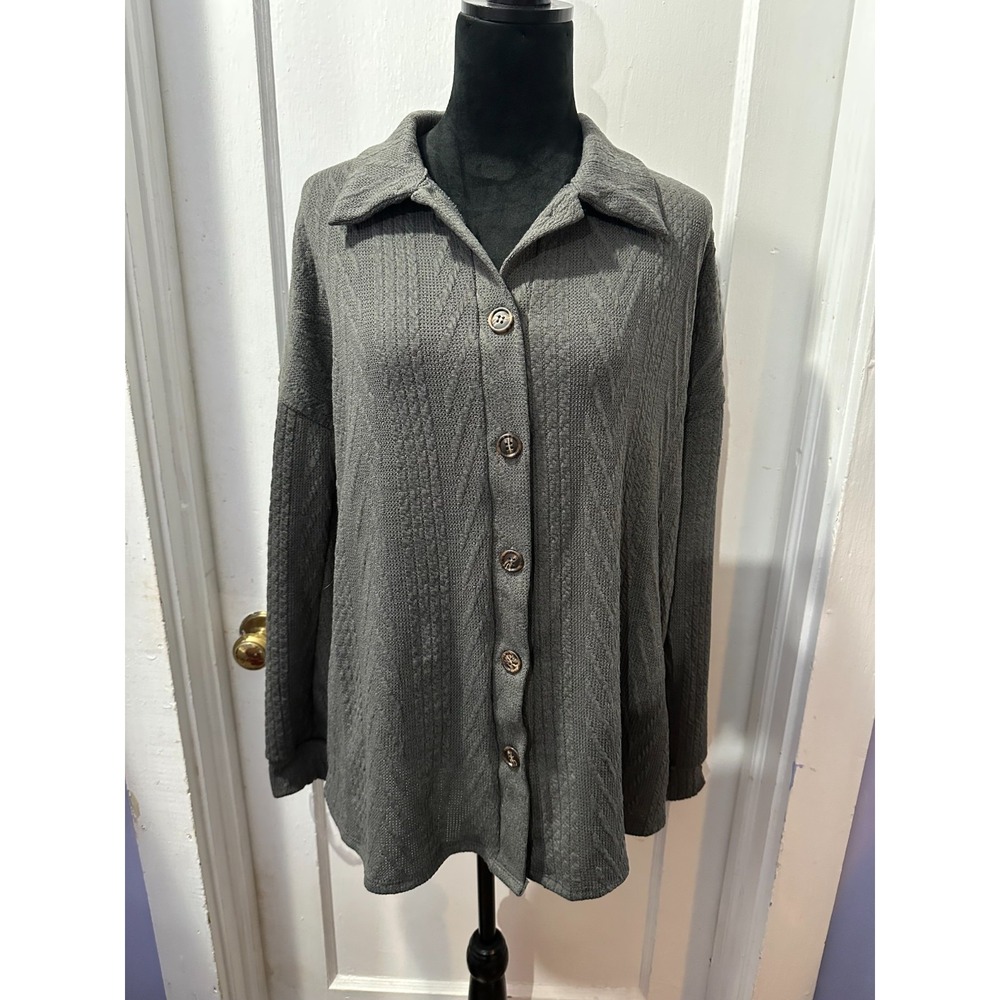Heimish USA Grey Knit Button Down in L‎ NWT
